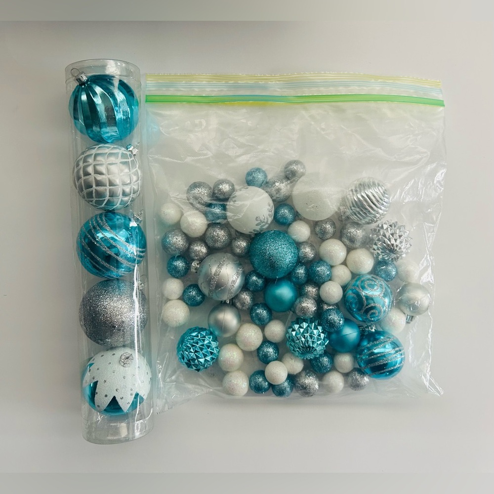Ashland Christmas Shatterproof Ornaments LOT  Blue Turquoise Silver